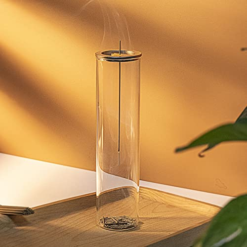 Incense Holder for Sticks with Detachable Glass Ash Catcher Incense Burner for Home Office Yoga