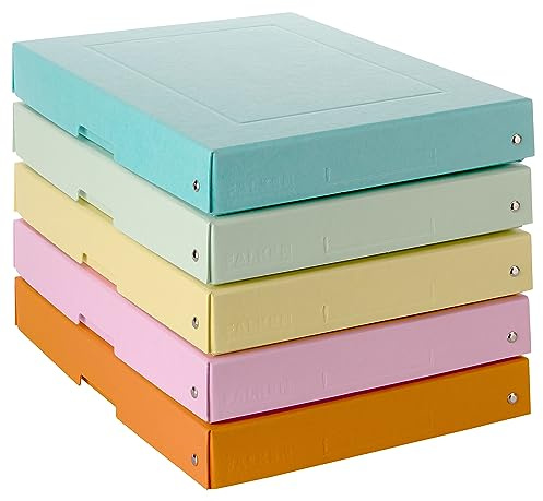Original Falken PureBox pastell. Tillverkat i Tyskland. 40 mm hög DIN A4 1 st slumpmässig färg. Förvaringsbox med lock av robust kartong vegan presentförpackning transportlåda