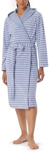 Schiesser Damen Bademantel Mit Kapuze Frottee 110 Cm Länge - Baumwolle Gemustert, Grau_181535, M EU