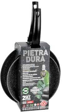 Avilia Set 2 Padelle Antiaderenti con Fondo ad Induzione - Padelle Antiaderenti per Cottura senza Olio, in Alluminio Riciclato e Rivestimento Dura-Tech e Manico in Bachelite, 22 e 26cm