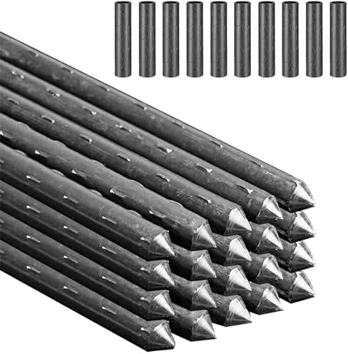 Pflanzstäbe Pflanzstab Kokos Blumenstütze Pflanzenstützen mit 10 Stück Pflanzstabverbinder Pflanzen Halter Tomatenstäbe Rankhilfe Garten für Kletterpflanzen Länge42cmØ11mm, 20er-Packung