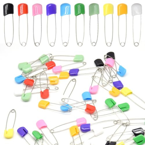 Rueide 50 pezzi Pin colore 54 mm cucitura artigianale Borsa in plastica decorativa Pin e pin per abbigliamento (BZ-ET/colore)