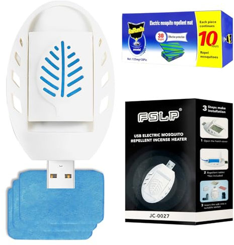 Tragbare USB Elektrische Mückenschutz, 1 Elektrischer Diffusor + 30 Nachfüllpackung, USB Mückenstecker, für Schlafzimmer und Wohnzimmer