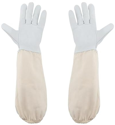 ZORVUJI Imkerhandschuhe Ziegenleder 48CM, Stichfeste Imker Handschuhe Herren Damen, Imkereibedarf Zubehör Mit Belüfteten Ärmeln, Beekeeper Handschuhe Für Anfänger & Profis