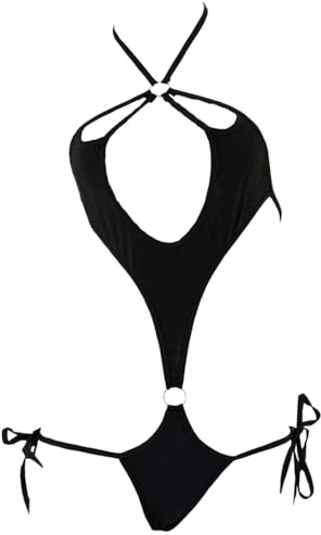 Oludkeph Womens Bandage Lingerie Micro Anime Bikini Japaneses One-Piece Monokini Swimsuit Bodysuit (One Size, Black)