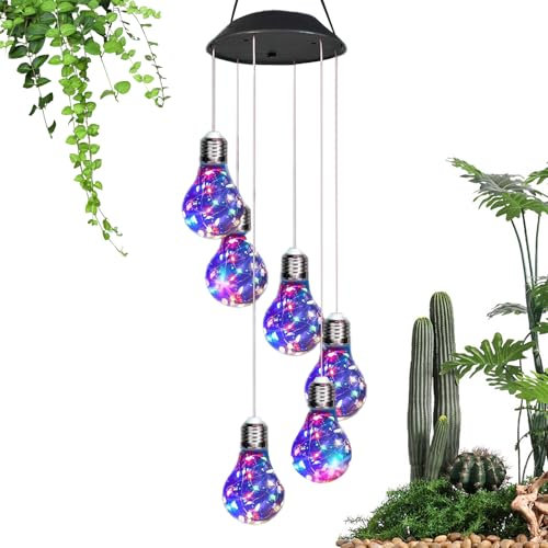 Carillon Éolien Solaire À LED - Sept Couleurs LED Vent Étanches Lumières, Suspension Extérieure Souhaitant La Lampe De Forme De Bouteille, Lampe De Jardin Mobile pour Le Jardin De La Maison