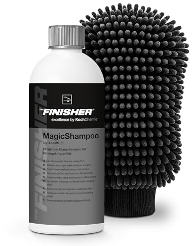 Biltvättsset | THE FINISHER Magicschampo 500 ml bilschampo koncentrat med tätning + tvätthandske | bilschampo för strålande glans och skydd | bilrengöringsmedel