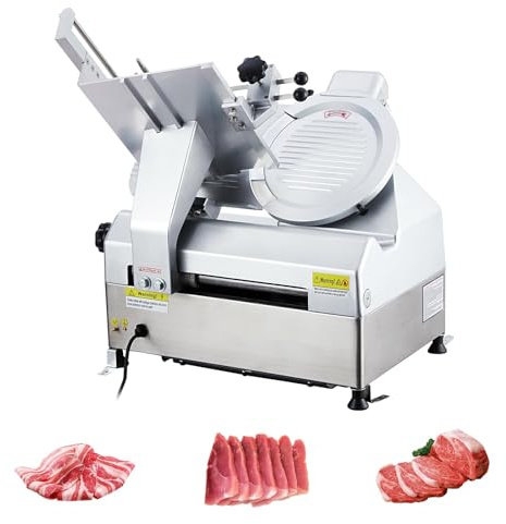 Commercial Meat Slicer, 550w Automatic Electric Deli Slicing Machine with 12 Inch Carbon Steel Blade, Adjustable Thickness 0–15 Mm, Low Noise Food Cutter for Home and Restaurant Use