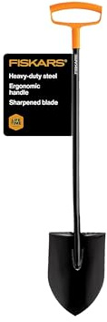 Fiskars D-Handle Digging Shovel - Heavy Duty Gardening Tool with 46 Straight D-Handle - Lawn and Yard Tools - Black/Orange