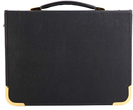 Clairefontaine BPCJ1A4BKZ Goldline Präsentationsmappe (Reißverschluß, 4 Ringen, Griff, robust, Metallecken, für 25 Hüllen, DIN A4, 21 x 29,7 cm) schwarz