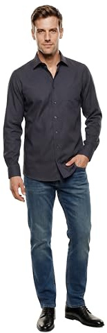 Marvelis - Chemise à manches longues, Comfort Fit, col Kent - Noir - 40