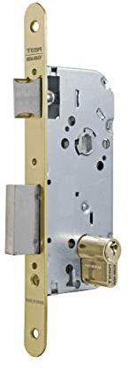 Tesa Assa Abloy 13048RHL Cerradura de embutir para puertas de madera Con Cilindro Latonado Entrada 40 mm / Frente Redondo 130