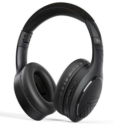 PowerLocus Bluetooth Headphones, Bluetooth Headphones Over Ear, Wireless Headphones with Microphone, 3 EQ Modes, 60Hrs Playtime, Foldable Headphones, Fabric Headband, Hi-Fi Stereo for Work/Travel/PC