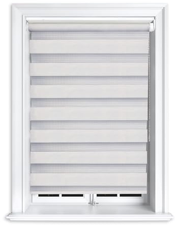 Lister Cartwright Premium Quality Zebra Blind Day & Night Blind Roller Blinds fashionable, Grey 120 x 165 cm