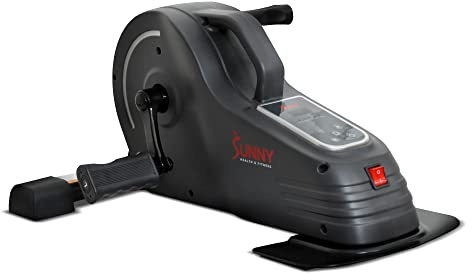 Sunny Health & Fitness Under Desk Motorized Exercise Foot Peddler, Portable Mini Cycle Bike for Stationary Home Workouts - SF-B0960 Black