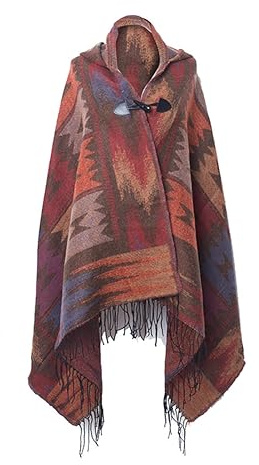 Poncho In Maglia Con Cappuccio,Asudaro Quadri Mantella In Maglia Invernale Elegante Poncho Con Frange Scialle Del Mantello Del Capo Di Autunno Inverno Delle Donne Per Picnic,Shopping,Appuntamenti,Film