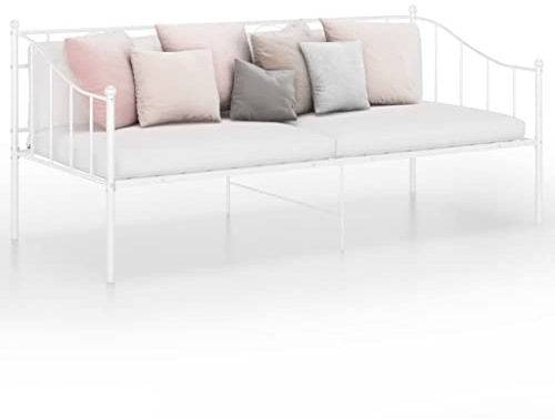 ZQQLVOO Struttura letto per famiglie, letto a pallet, bianco e metallo, 90 x 200 cm