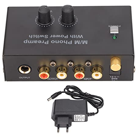 Préamplificateur Phono, Préamplificateur pour Platines Vinyles, Préamplificateur Phonographe HiFi Audiophile avec Alimentation 12 V, Préampli Phono, Préamplificateur Platine Vinyle