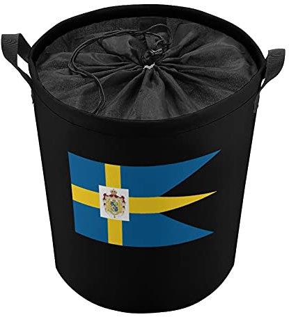Cesto portabiancheria pieghevole con bandiera svedese reale, cesto portabiancheria con manici, per camera da letto e bagno