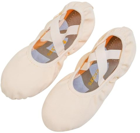 flexdans balettskor, mycket stretch kanvas balettskor dansskor baletttofflor ballerina platta yoga gymnastiksko för flickor kvinnor, Rosa, 37 EU