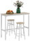 HOMCOM Conjunto de Mesa Alta de Bar con 2 Taburetes Mesa Alta de Cocina con Taburetes Marco de Acero Estilo Industrial para Comedor Natural y Blanco