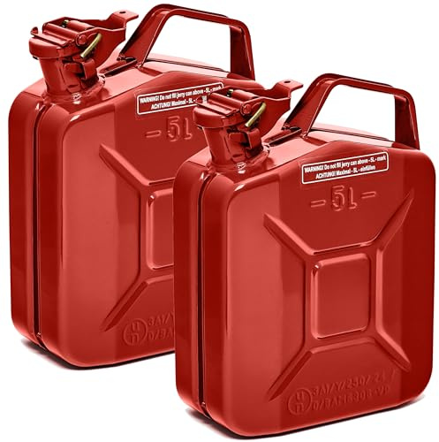 BW® Bränsletank, metall, bensindunk, 2 x 5 liter röd RAL 3 000 TÜV-testad och UN-godkänd Tillverkad i Europa