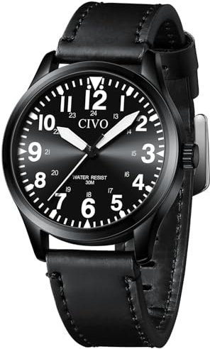 CIVO Herren Uhren Wasserdicht Armbanduhr: Analog Quarz Große Zahlen Leuchtend - Militär Sport Outdoor Leicht zu Lesen Geschenk
