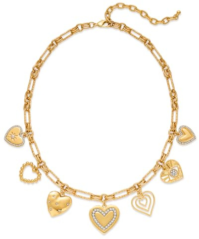 LILIE&WHITE Collana Donna Oro con Cuori e Strass - Design Elegante con Dettagli Dorati, Anti-Allergici, Resistenti allo Sbiadimento - Accessorio Moda per Regalo