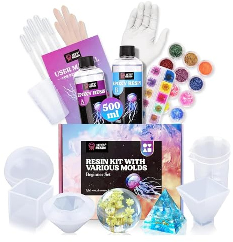 LET'S RESIN Epoxy Resin Kit Complet, 500ml Kit Resine Epoxy Complet Débutant avec Moule Resine Epoxy