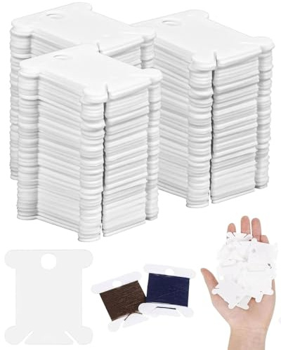 FUGLUS 60Pcs Bobinas de hilo, Tarjetas de Hilo, plástico blanco para punto de cruz, bordado y manualidades, organizador de hilos, para costura, bricolaje y almacenamiento de hilos de bordar