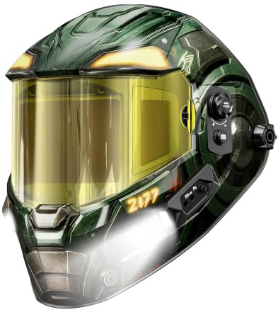 ANDELI 180° Panoramic Welding Helmet Auto Darkening 4,53 x 3,23 avec Vue latérale, Casque de Soudure Solaire/Batterie Rechargeable, True Color Wide Shade 4/5-9/9-13 avec lumière 1500 mAh +
