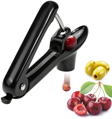 Deshuesador de cerezas, removedor de huesos de cereza, ciruelas, descorazonador manual de cerezas, descorazonador manual para frutas, cerezas, bayas de fruta, negro