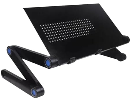 Toddmomy Table Pliante Hauteur Réglable et Dissipation Thermique Bureau de Lit Compact en Métal pour Ordinateur Portable pour Étude et Travail au Lit