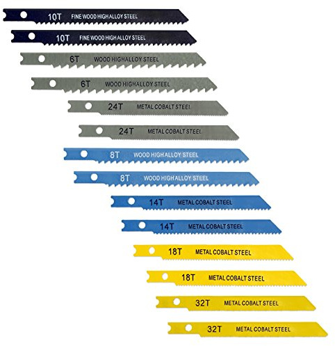 IIT 19220 14Pc Universal Jig Blade Assortment High-Alloy & Cobalt Steel - For Cutting Metal Wood PVC & More