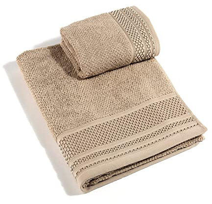 Caleffi – Juego de Toallas Baño 100% Algodón – Set 2 Piezas: 1 Toalla Lavabo 50x100 cm + 1 Toalla Invitado 40x60 cm – Suaves, Absorbentes y Lavables - Toallas Baño Completo - Ducha