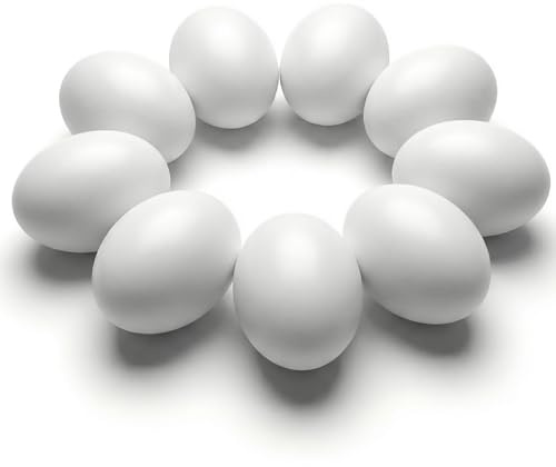 SallyFashion Wooden Fake Eggs for Nesting Boxes, 9 PCS White Easter Eggs for Craft Pretend Play Kitchen Accessories for Toddler Kids