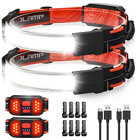Spriak LED Headlamp Flashlight, 1000lumens 230° Broadbeam Headlight, USB Rechargeable Head Lamp with Red Taillight, Lightweight Waterproof Headlamps for Camping Running Hiking, Hard Hat Headlamp