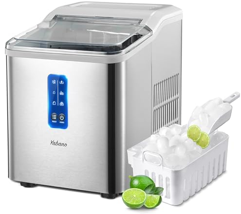 Yabano Máquina de cubitos de hielo, 12 kg, 2 tamaños de cubitos de hielo, 10 minutos de producción de Ice Maker, Pantalla LCD inteligente, 1,5 litros, sin BPA