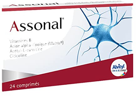 Alvityl Med - Assonal® - Complément alimentaire - Bon fonctionnement du métabolisme - Vitamine B2, B6, B12 et acide alpha-lipoïque Matris® - Boîte de 24 comprimés