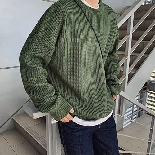 Modetröjor Herr Höst Enfärgade Tröjor Slim Fit Herr Streetwear Herrkläder Stickad tröja Herr Tröjor-grön,M