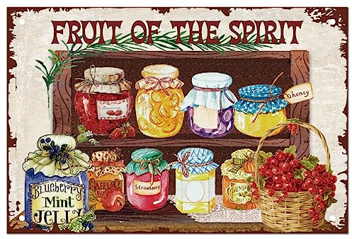 SUPERDANT Vintage Conservas de Frutas Almacenamiento Metal Cartel de Chapa Fruit Of The Spirit Vintage Divertido Arte de la Pared Pintura Placa de Metal Retro Dormitorio Decoración