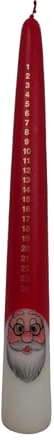 Adventskalenderkerze Ø4,5x36 mm weiß Rot mit Gesichter '24 Tage Kerze' Weichnachtskalenderkerze (Kerze Wichtel mit Brille und Bart)
