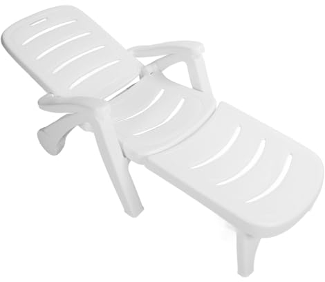 Gugxiom Klappbarer Chaiselongue-Sessel für den Außenbereich mit Verstellbaren Rückenlehnen, Faltbare Poolliege mit Rollen, Kunststoff-Liegestuhl für Terrasse, Strand, Garten, Einfache