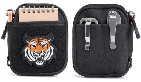 Sayram SP1 EDC Pocket Organiser, Mini EDC Pouch for Men, EDC Organizer Men's Bag Small with Hook and Loop, Small Tool Pouch with D-Ring, Elastic Organizer Utility Bag