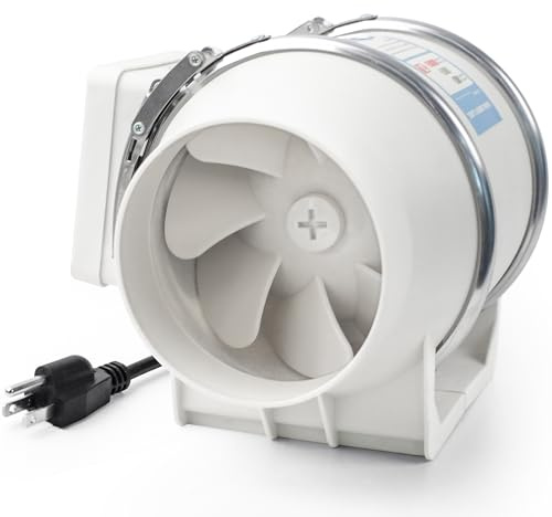 Voltset 4 Inch Inline Extractor Fan: 100mm Inline Duct Fan with UK Plug, 475 m³/h Airflow Exhaust Fan for Bathroom, Quiet Ventilation Fan for Kitchen, Shower, Loft, Grow Tent, Hydroponics, 3D Printer