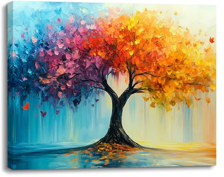 PIY PAINTING Stampa Su Tela Di Piante, Pittura Artistica Murale Con Albero, Quadri Su Tela Colorati, Immagini Su Tela Per Soggiorno Studio Di Yoga Salone Dormitorio Cucina, Cornice Integrata, 30x40 cm
