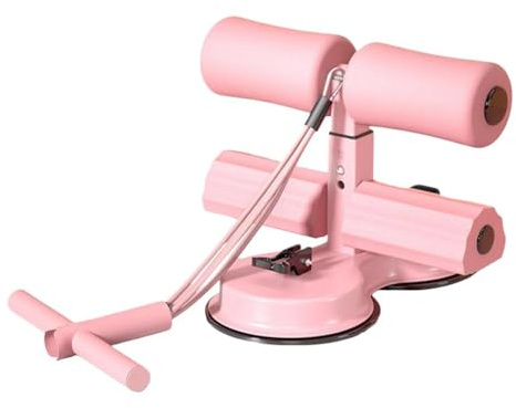 Sit Up Machine and Ab Machine with Puller Elastic, Abs Master Foot Holder with Double Suction, Ergonomic Design for Abdominal Muscles Training for Ab Workouts, Sit-Ups and Core Exercises. (Pink)