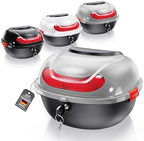 Mihoho Fahrradkoffer für alle Gepäckträger, abschließbare wasserdichte Fahrradbox | Helmkoffer | Gepäckträger Koffer | Helmbox | Fahrradgepäckträger Box (Grau)