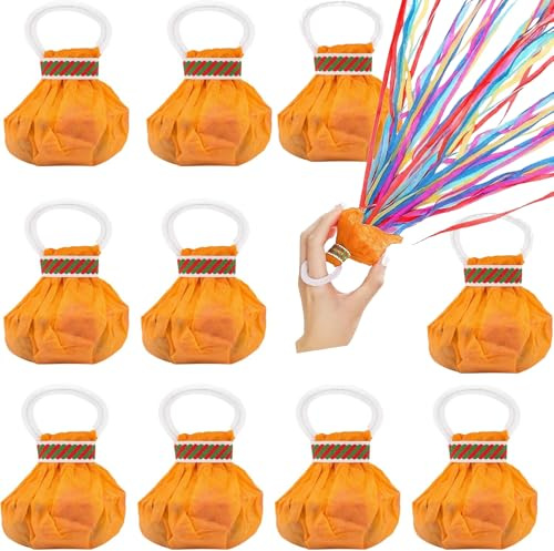 10 serpentinas para lanzar serpentinas a mano, para fiestas, confeti, cañón de serpentinas, para Año Nuevo, cintas de mano