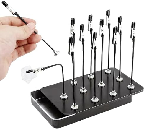 Model Paint Holder - 12 Pieces Model Painting Alligator Clip, Spray Tools Stand, Hobby Craft Organizer Durable Flexible Clip Base Secure Parts Painting Station Workshop, Versatile Modeling Tool Access